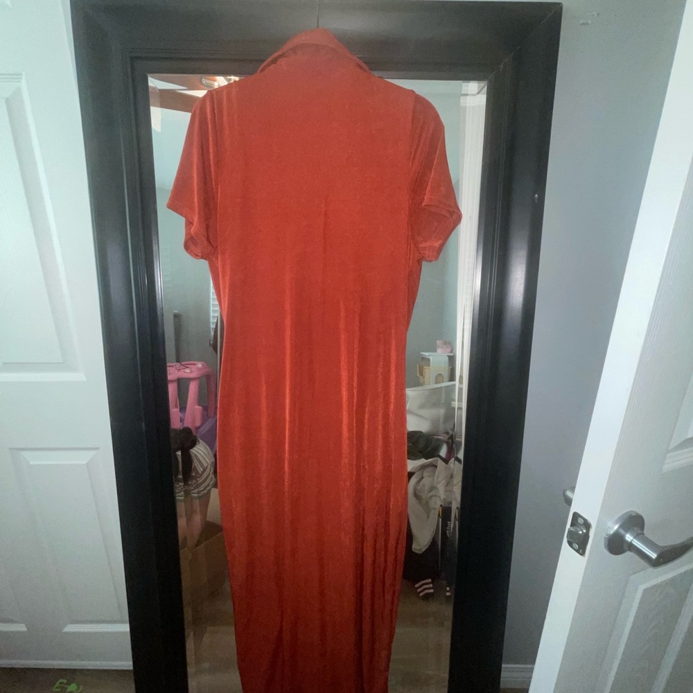 Fashion Nova Shimmery Copper Maxi Dress